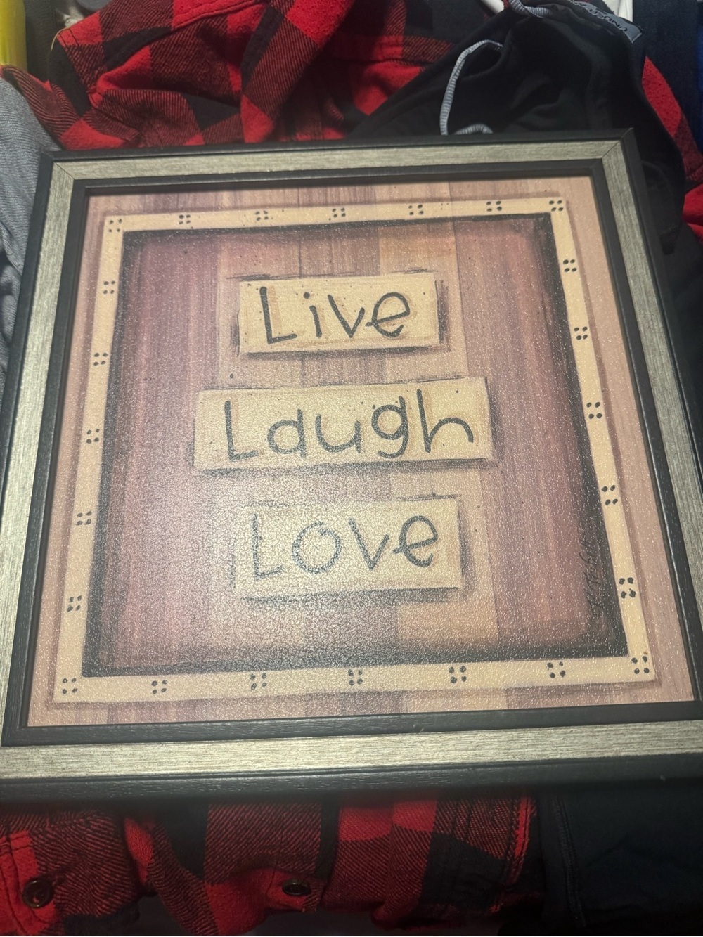 Live Laugh Love” Framed Wall Art — Rustic Farmhouse Decor, Two-Tone Frame - Picture 2 of 3